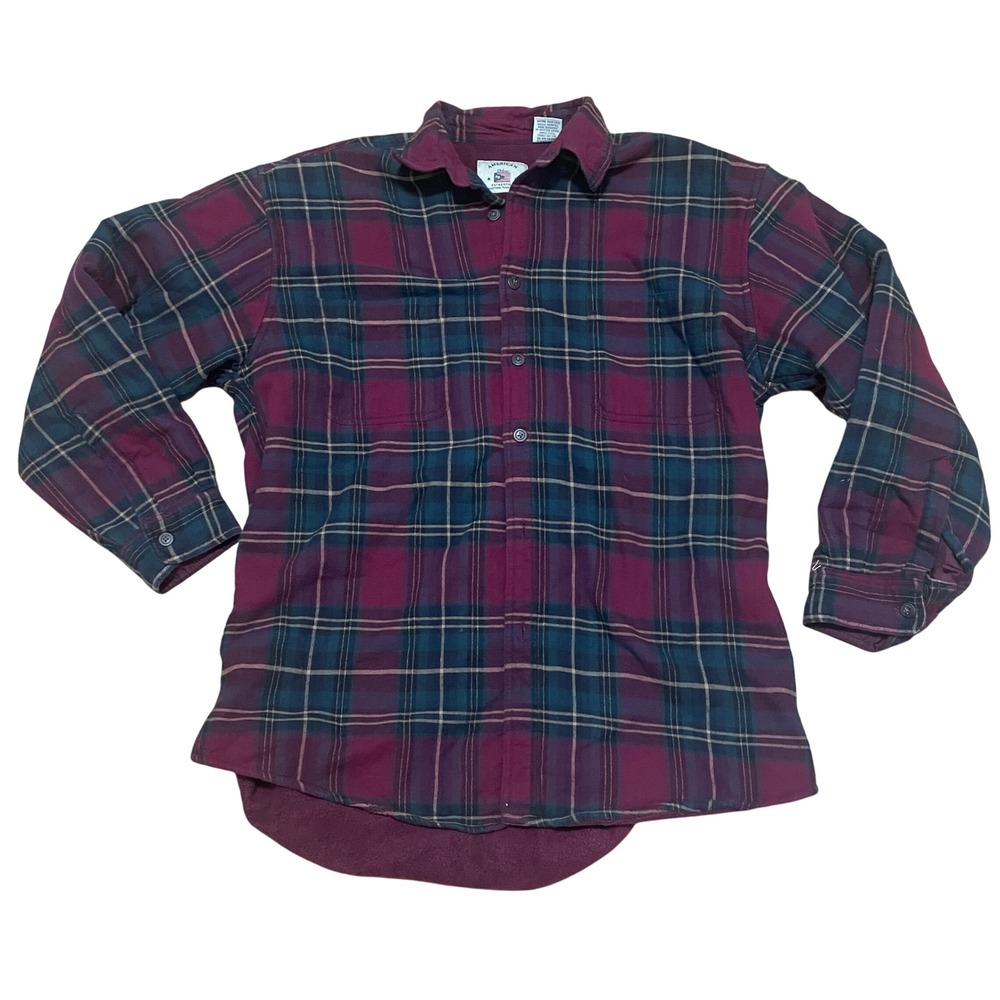 American Blue Authentics Red Plaid Flannel Fleece Lined Shirt Jacket Men's Large